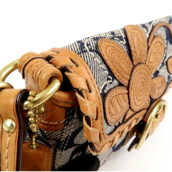 💎✨BEAUTIFUL✨💎Authentic COACH Leather Canvas Hand Bag Shoulder bag Navy - Picture 2 of 7